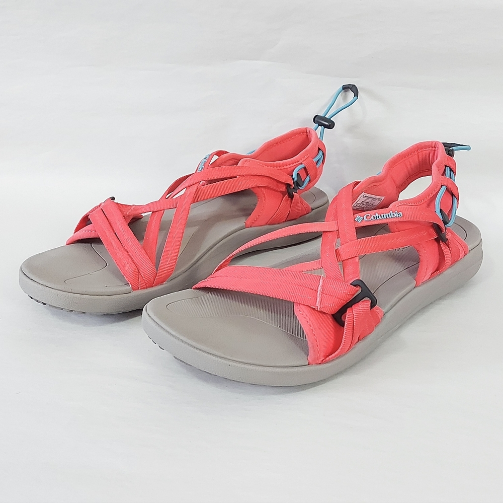 Columbia Women Walking Hiking Comfy Beach Casual Strappy Sandals Size 10 Coral